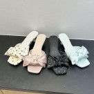 【RANDA】今季トレンドのドット柄が可愛いリボンローヒールサンダル♡
