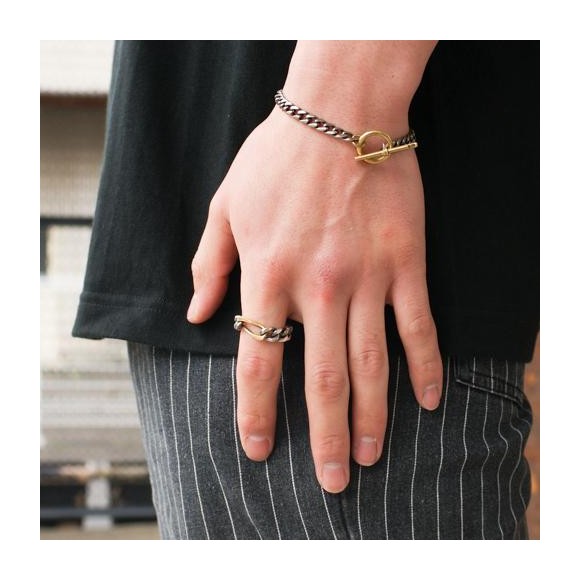VINTAGE FIGARO CHAIN RING SILVER&BRASS