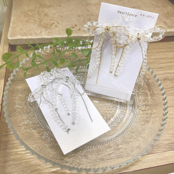 【新作&お知らせ】チェーン×クリアリボンピアス