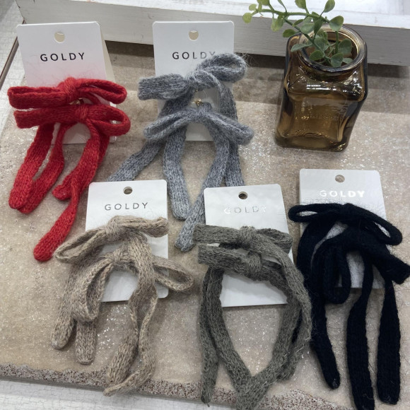 【再入荷】ニットリボンフックポニー