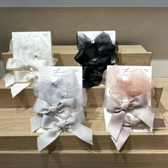 【人気】オーガンジーリボンミニクリップセット