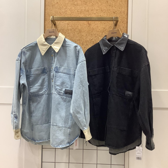 【신작】캐주얼 너무 없는 데님 셔츠【날개 직기로서도! 】