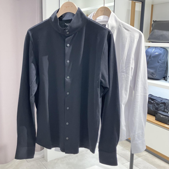 【신작】스탠드 컬러 저지 셔츠