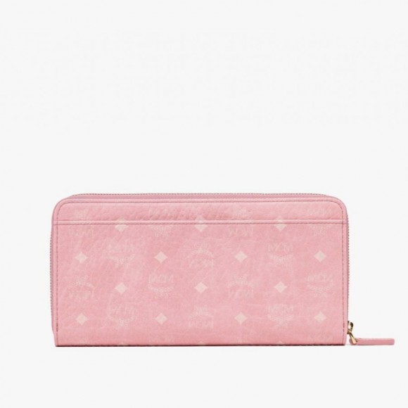 (PINK) MCM/ M ซีเอ็ม / Aren Visetos Zip Around Large / ซิป around กระเป๋าสตางค์ - บิเซะโทะซุโอะริจินะรุ