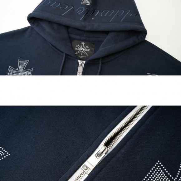 UNKNOWN / アンノウン / Navy Cross Rhinestone Zip Hoodie | LHP