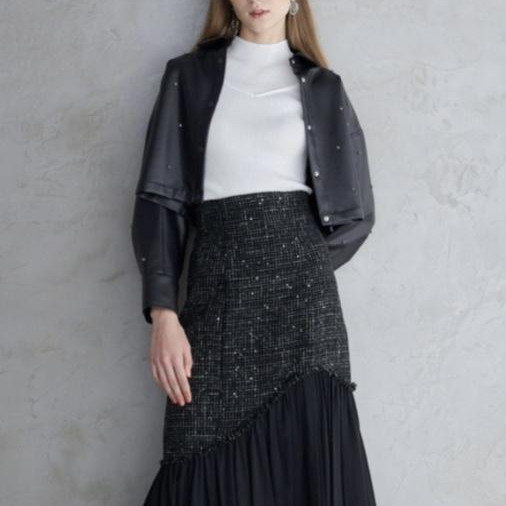 ♡フェイクレザービジュークロップドジャケット♡