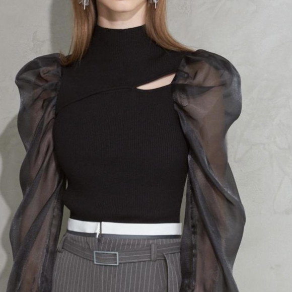 ♡2WAY異素材ロングスリーブカットアウトニット♡