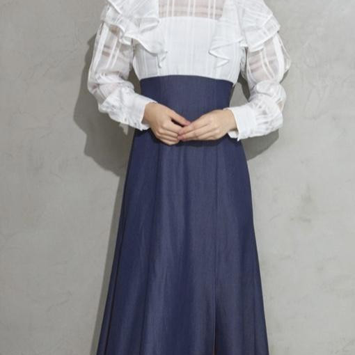 ♡2wayシアーチェックラッフルドッキングワンピース♡