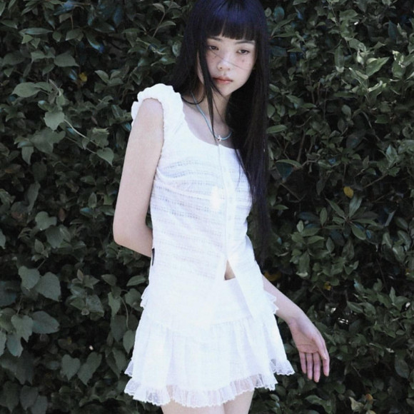 【한국 브랜드】uglyshadow의 신작 블라우스, 스커트 입하늘*.