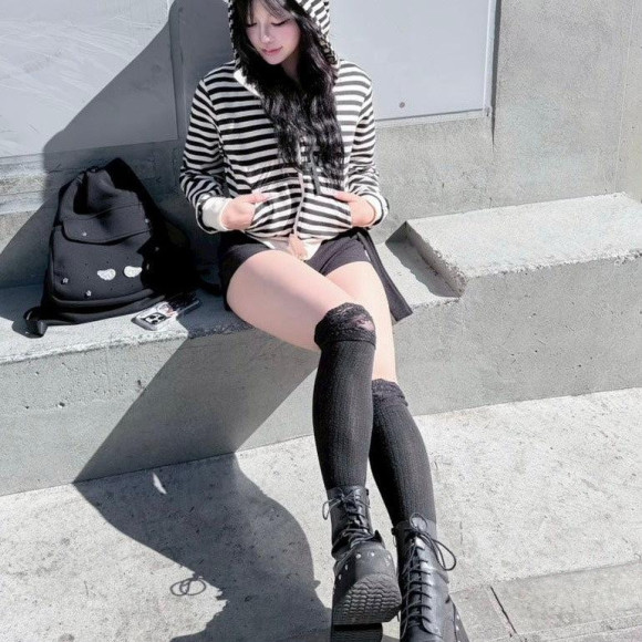 ツノが生えちゃうボーダーパーカー♩✩