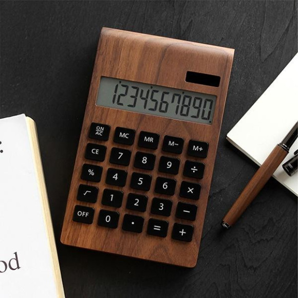 木製ソーラー電卓「Solar Battery Calculator Desk Type 」