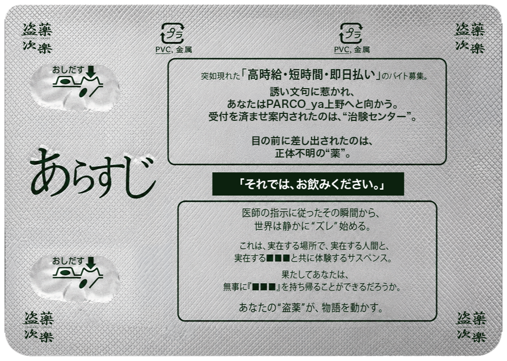 周遊型イマーシブサスペンス『盗薬次楽（とうやくじらく）』 