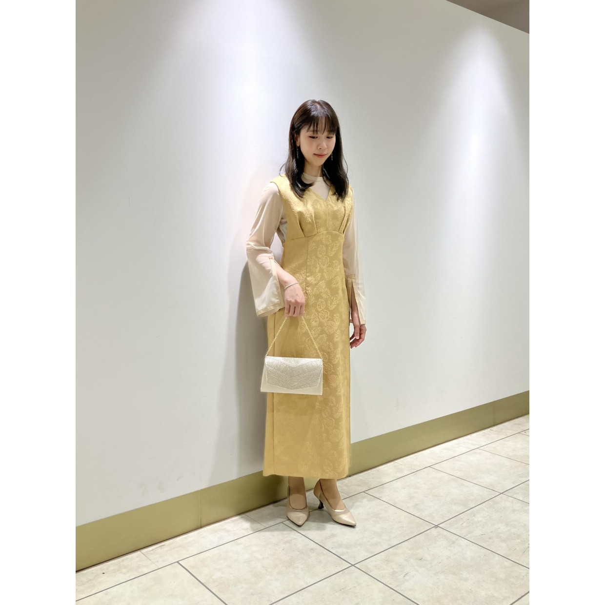 ☆新作チュールブラウス付きジャガードドレス