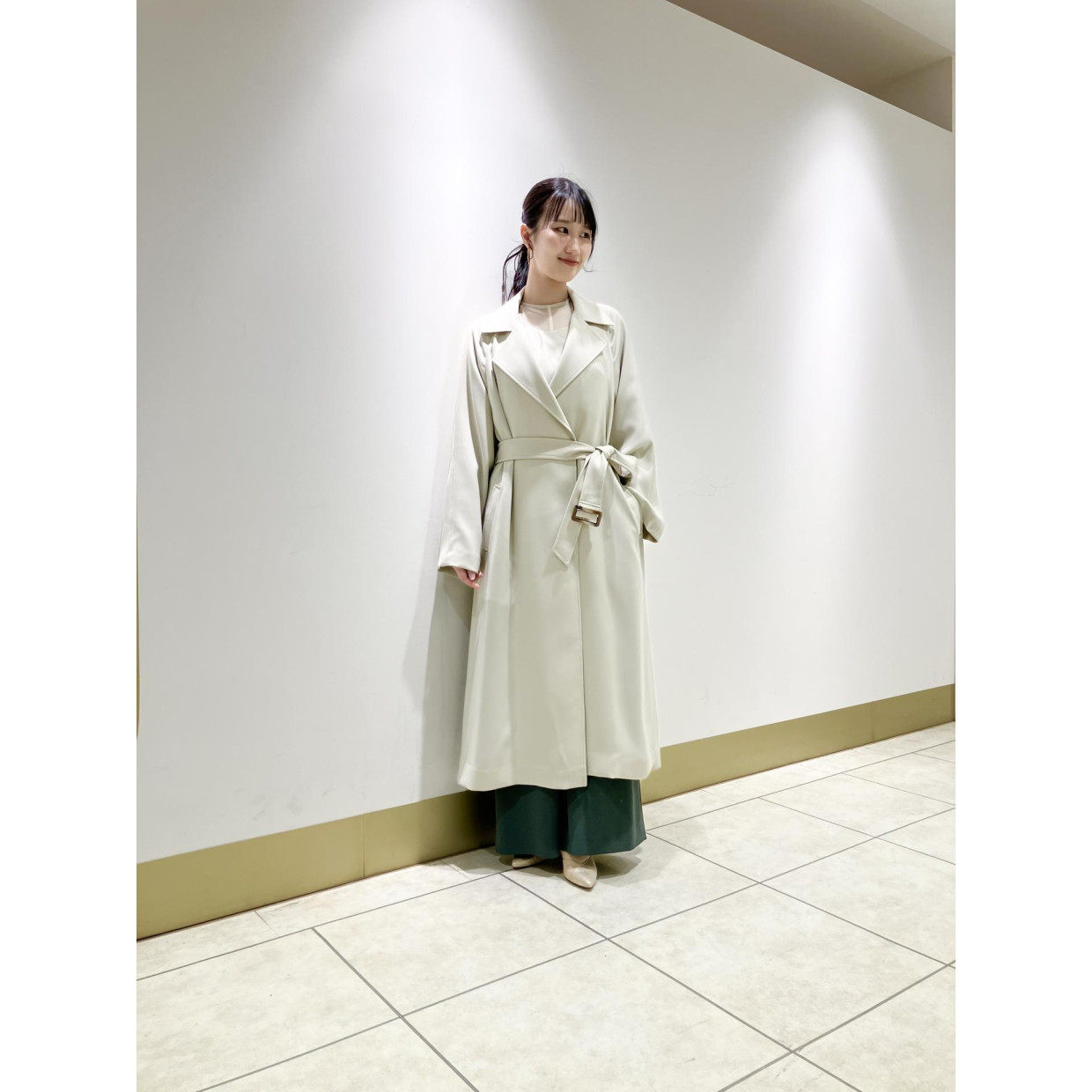 ストレッチダブルクロスラップトレンチコート