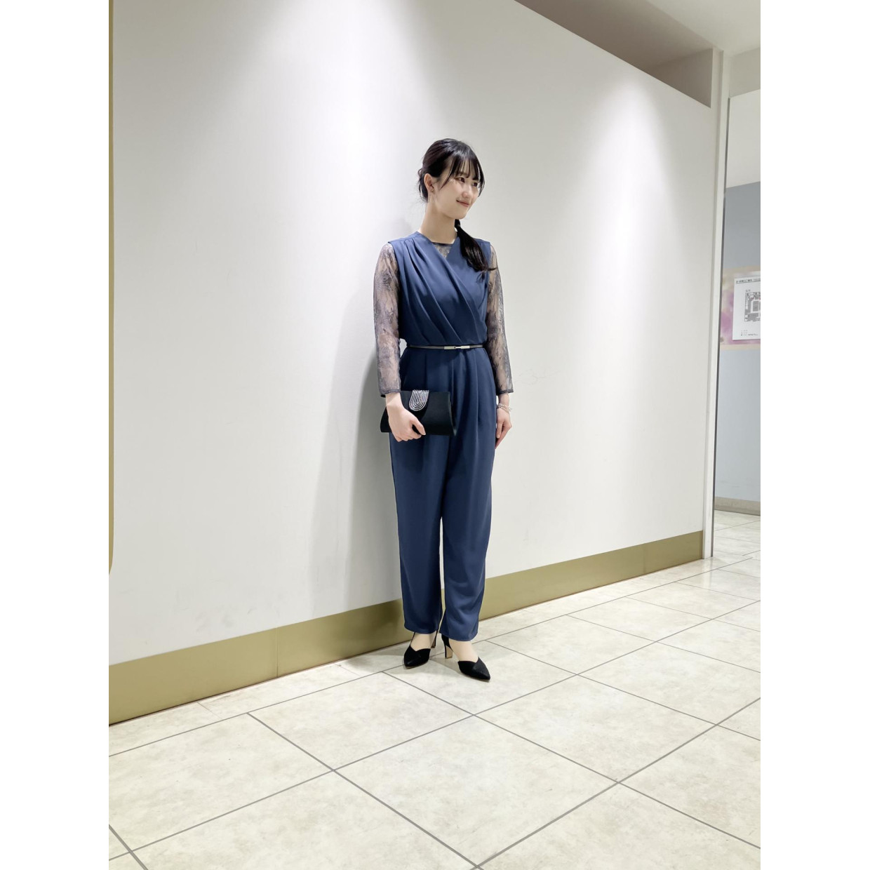 カシュクールテーパードオールインワン