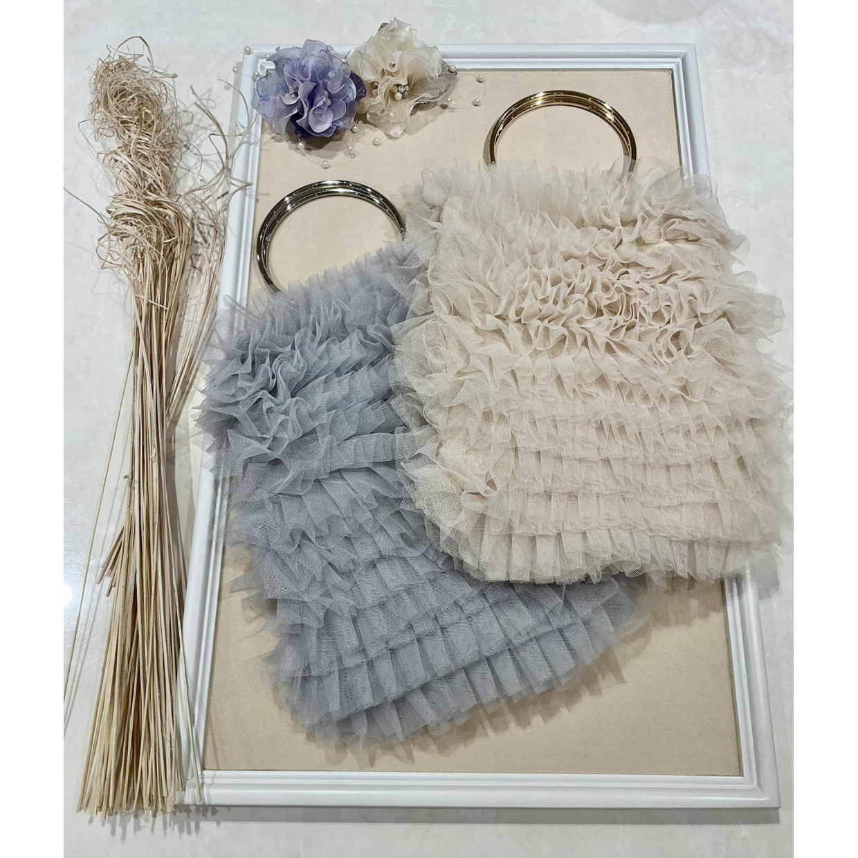 チュールフリルサークルリングバッグ♡