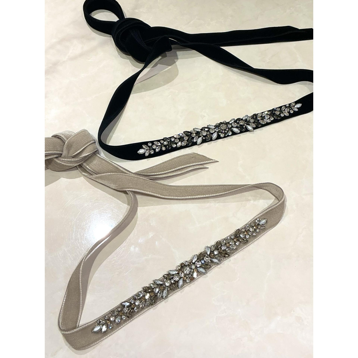 メタルストーン×ベルベットリボンサッシュベルト