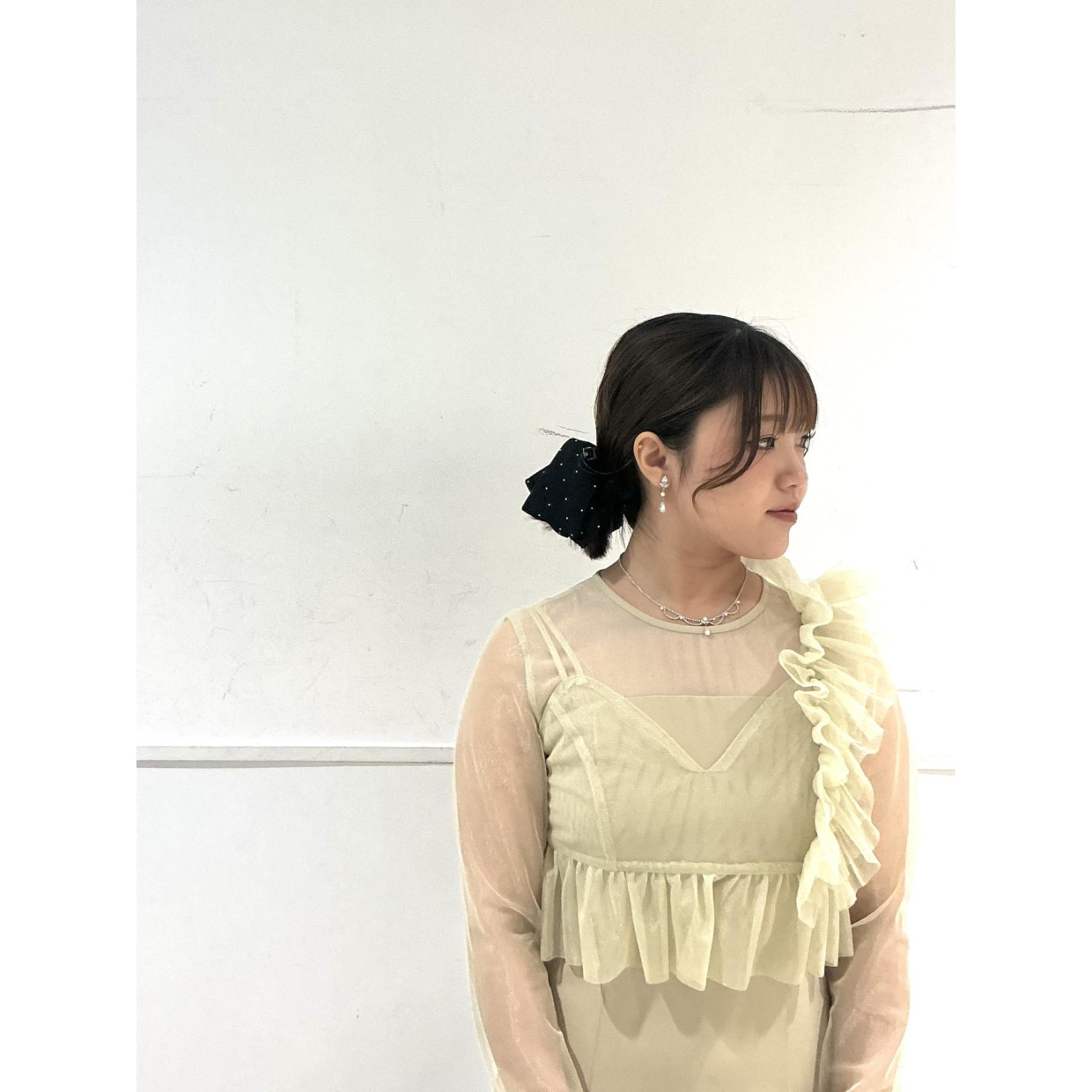 アシメフリルビスチェ×ロングスリーブフレアドレス2点セット