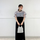 フラワーモール刺繍ネックブラウス×Ｉラインキャミソールドレス