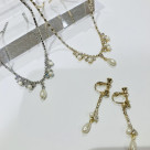 ต่างหูไข่มุกเพชรสร้อยคอ &