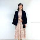 Tulle embroidery x dot tulle petit high neck fit & flare dress