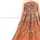 Canora/ハードチュール×リーフモチーフラメグリッターロングドレス