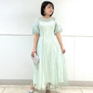 オーガンジーボリュームスリーブスパンコールレースAラインドレス