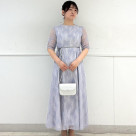 サテンリボンベルトラメレースドレス