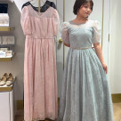 ラメレース×グリッターチュール袖付きアンクルドレス