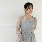 フラワー刺繍チュールドレス
