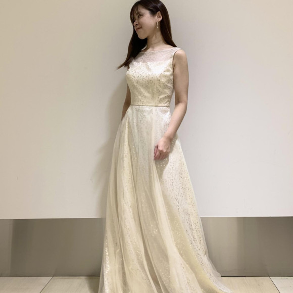☆箔加工チュールAラインロングドレス☆