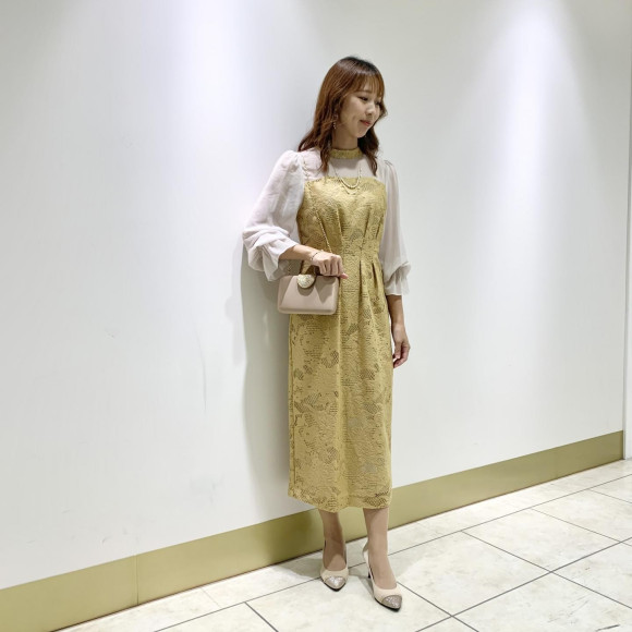 ♡シフォン×ジャガードレースタイトドレス♡