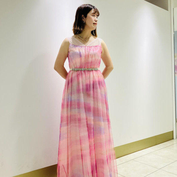 チュールヨーク×グラデーションチュールロングドレス