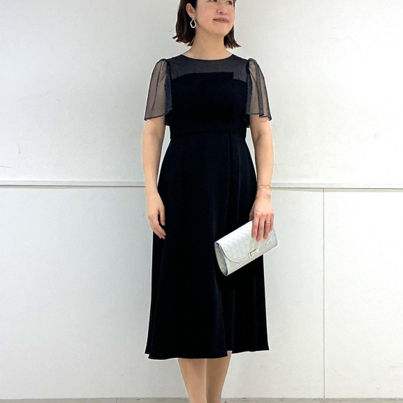 ラメチュール×マットサテンフレアドレス