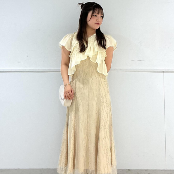 2WAYブラウス付きフローライン刺繍ドレス