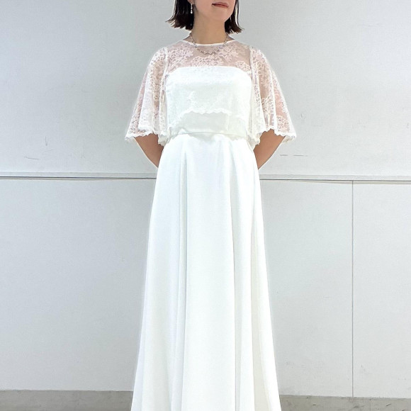 レースケープ付き2WAYホワイトドレス