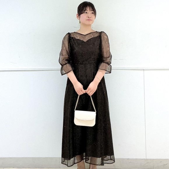 グリッターレースフィット&フレアドレス