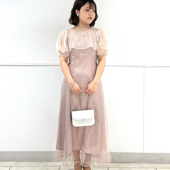 2WAYチュールショート丈ブラウス✕ホイルドットキャミソールワンピース