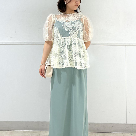 3WAYリボンストラップマットサテンIラインキャミソールドレス