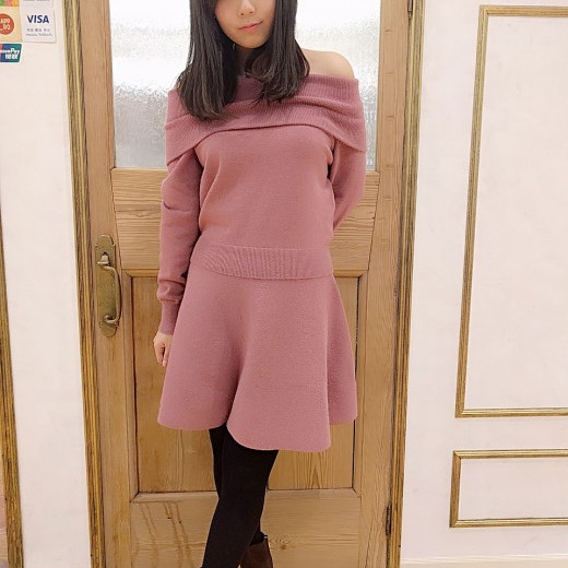 ふわふわ♪アンゴラオフショルニット＋スカートＳＥＴ