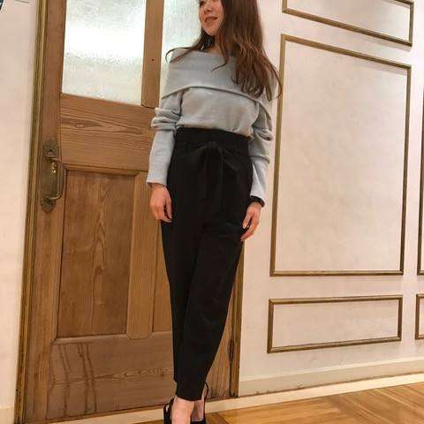 リボンディティールがポイント♡スラックスパンツ
