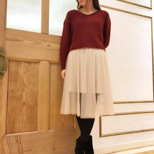 Xmasデートに♡ニット×チュールコーデ
