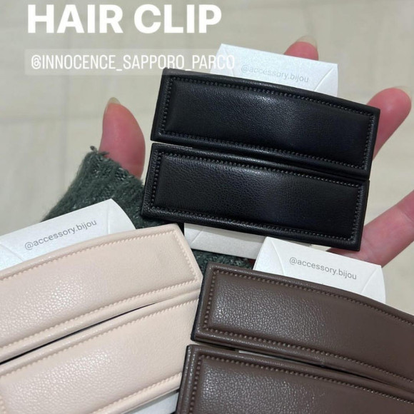 フェイクレザーヘアピン
