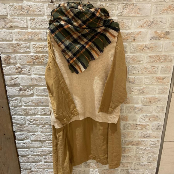 wガーゼ脇ギャザーワンピース