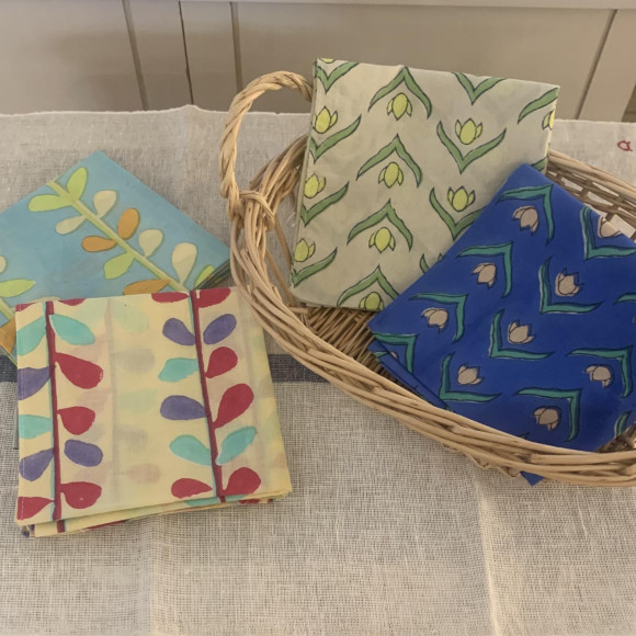 ⚘鮮やかなブロックプリントハンカチが入荷しました⚘