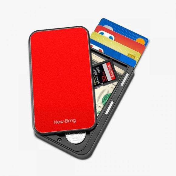 【NewBring】 Slide Open クレジットカードホルダー スライドミニウォレット レッド NB-1