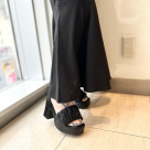 シフォンギャザー厚底サンダル