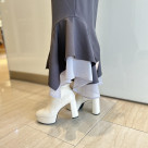 プラットフォームシックヒールショートブーツ