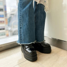 トリプルソール×スクエアトゥ厚底コインローファー