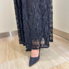 Gold piping sole side open pumps